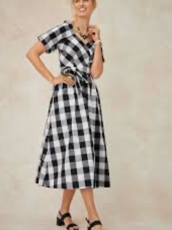 Talbots Dresses & Skirts - NEW Talbots Black & White Gingham Midi Dress 6